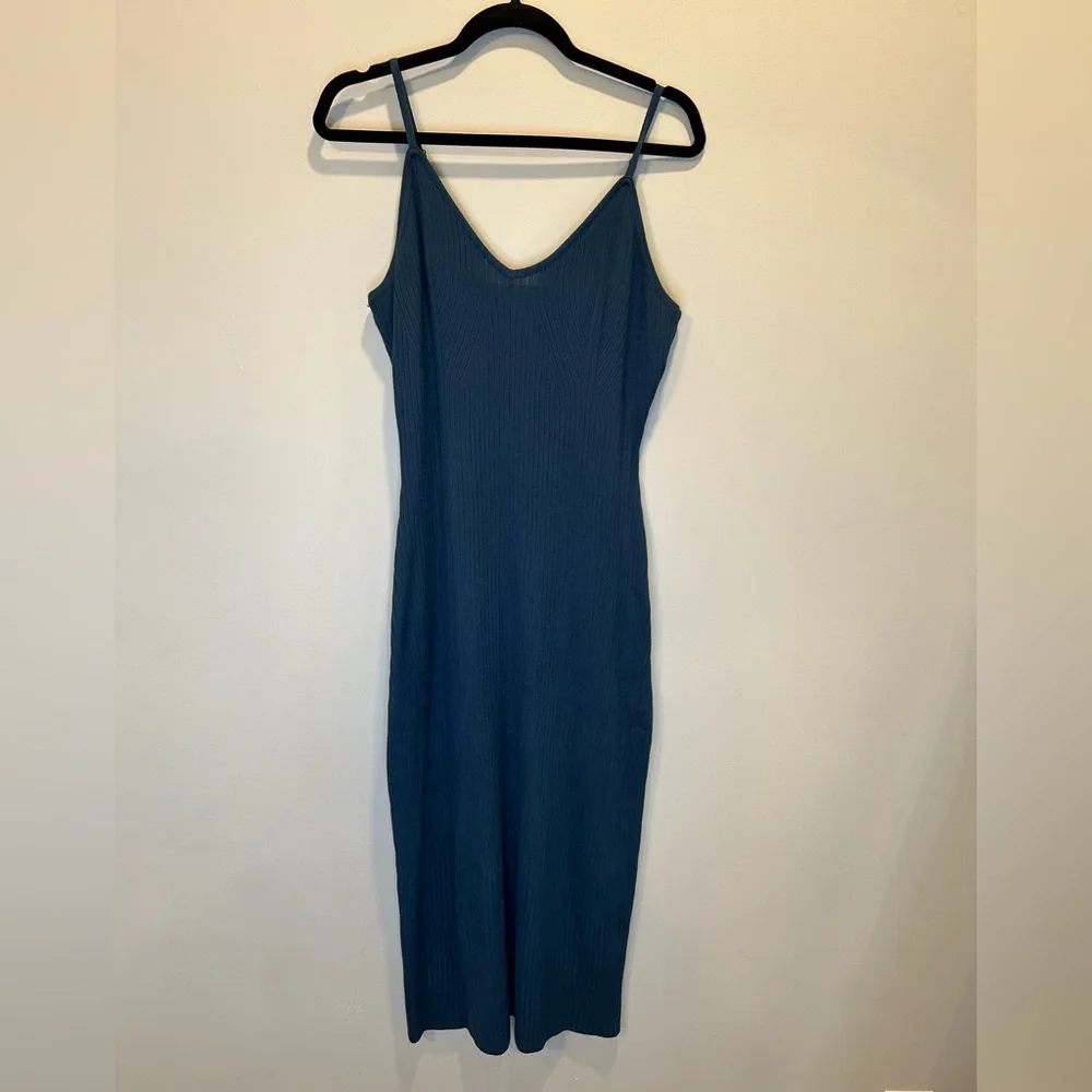 Teal Blue Bodycon Spaghetti Strap Sweater Dress XL - Picture 2 of 14